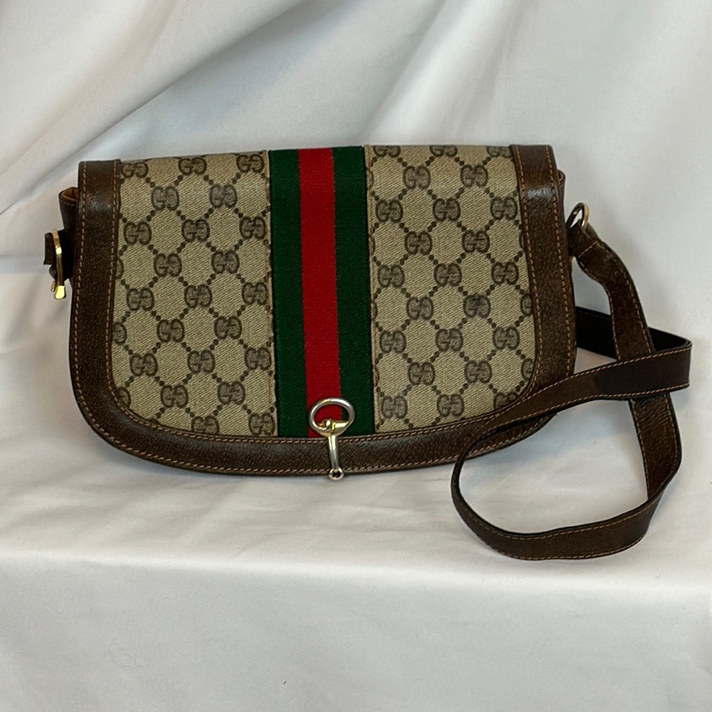SOLD Authentic Vintage Gucci GG Plus Web Shoulder Bag / Purse